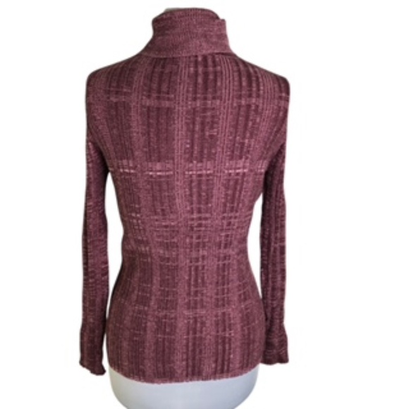 NWOT United States Sweaters Textured-Look Burgundy/Pink Women's Turtleneck Sz L - Picture 3 of 5